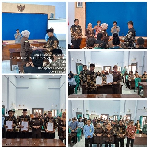28 KEPALA DESA SE KECAMATAN BENER TANDATANGANI KESEPAKATAN KERJASAMA PENANGANAN PERSOALAN HUKUM DENGAN KEJASAAN NEGERI PURWOREJO