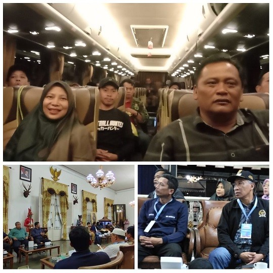 CAMAT BENER BERSAMA 28 KEPALA DESA MENUJU BENTANGAN KLATEN HADIRI LAUNCHING KOPERASI MERAH PUTIH